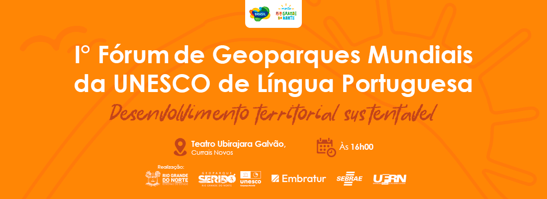 Banner do evento I Fórum de Geoparques Mundiais da UNESCO de Língua Portuguesa